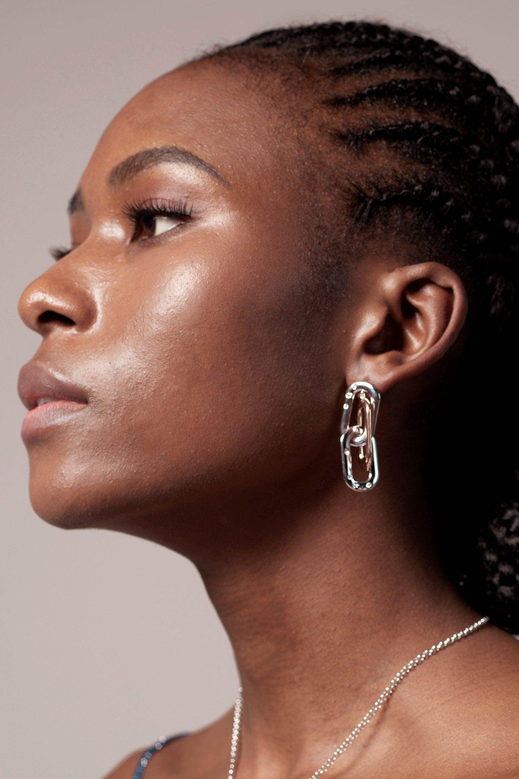 Rhodium plated Earrings with Crystals CE0099 - COCOMELODY